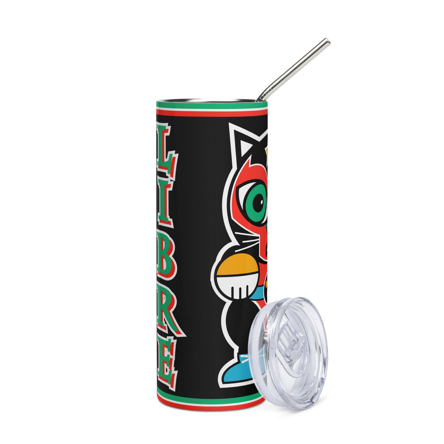 Gato Libre Stainless Steel Tumbler with straw - Side 1