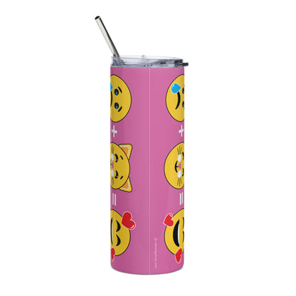 Sad + Cat = Happy - Stainless steel tumbler in PINK!