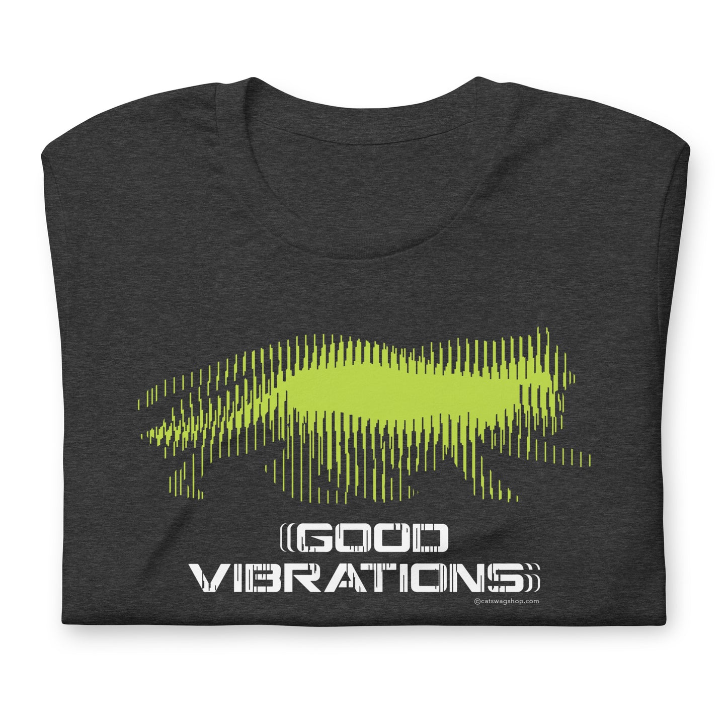 Good Vibrations, cat t-shirt, Heather Charcoal