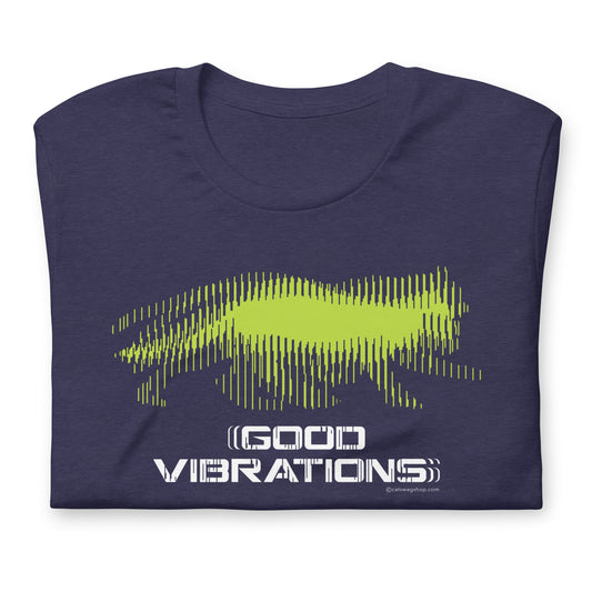 Good Vibrations, cat t-shirt, Navy Blue