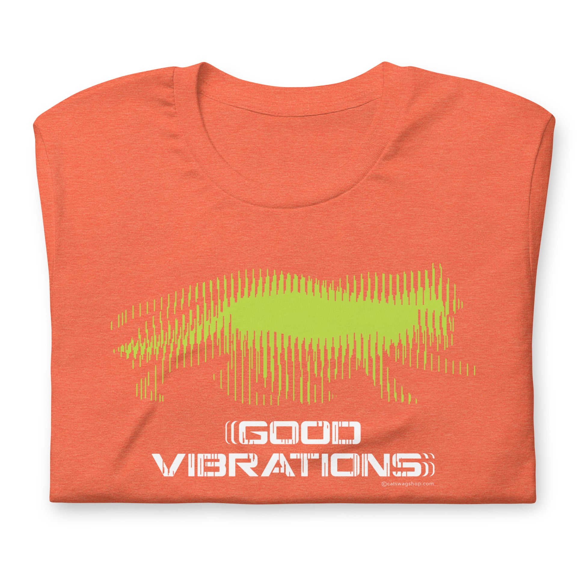 Good Vibrations, cat t-shirt, Heather Orange