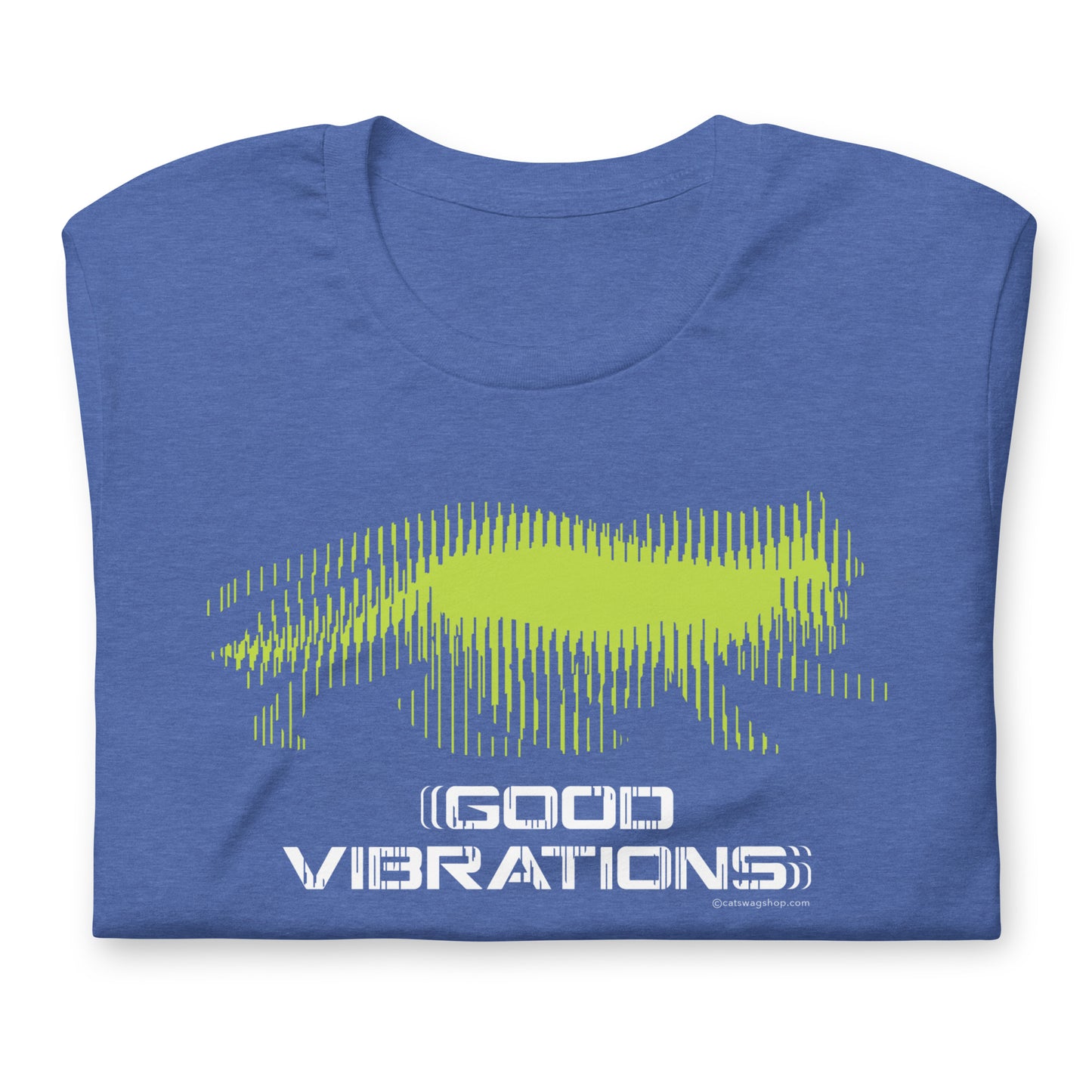 Good Vibrations, cat t-shirt, Heather Royal Blue