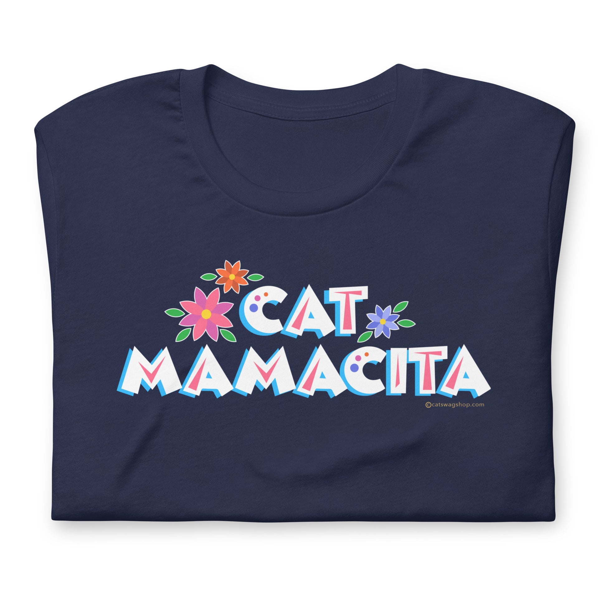 Cat Mamacita cat themed graphic tee, Navy